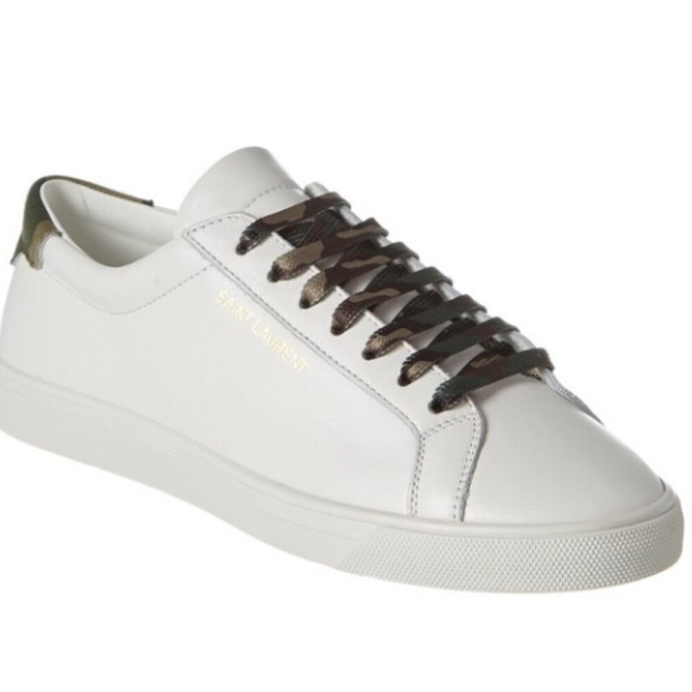 Saint Laurent Men's Andy Sneakers Size US M 12 (White, Camo)